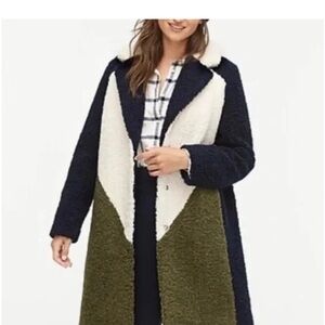 J. Crew Teddy Sherpa color block Coat shearling large winter